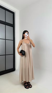 Taş Ayarlanabilir Askılı MD Muadil Astarlı Keten Elbise Gaus00474GausELBİSEGU1002108