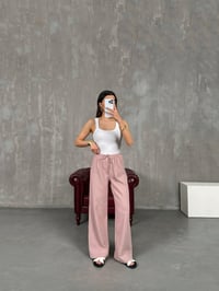 Gül Kurusu Beli Lastikli Keten Pantolon Gaus00237GausPANTOLONGU1001547