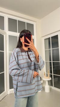 Açık Mavi Polo Yaka Şeritli Bluz GAUS-02306GAUSBLUZGAUS-02306