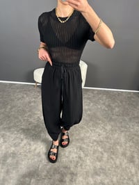 Siyah Paçası Fermuarlı Şalvar Pantolon GausPANTOLONGU004690