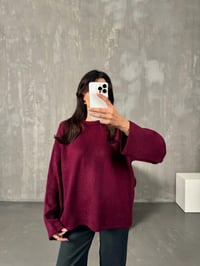 Sole Bordo Bisiklet Yaka Yumuşak Triko KazakGausKAZAKGU00904179