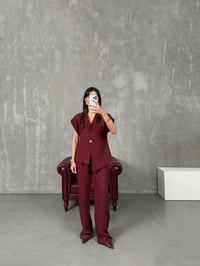 Jasmin Bordo Premium Asimetrik Yelekli TakımGausTAKIMGU100345