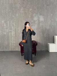 Saja Antrasit Fermuarlı Yumuşak Triko ElbiseGausELBİSEGU00904177