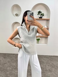 SHG Gri Fermuarlı Triko SüveterGausYELEKGU00903490