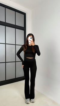 Siyah Bisiklet Yaka Bluz Beli Lastikli Pantolon İkili Yumuşak Likralı Takım GAUS-00111GAUSTAKIMGAUS-00111