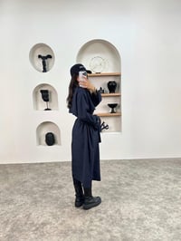 Wendy Lacivert Kemerli Astarsız Muadil TrençkotGausKABANGU008967