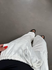 Beyaz Beli Lastikli Keten Pantolon Gaus00156GausPANTOLONGU1001360