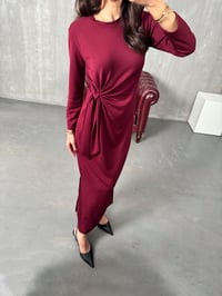 Tinky Bordo Bağlamalı Yırtmaçlı ElbiseGausELBİSEGU00903871