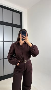 Kahve Kemerli Premium Denim Tulum GAUS-00739GAUSTULUMGAUS-00739