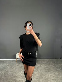 Siyah Premium Vatkalı Tshirt Elbise GausELBİSEGU004087