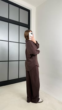 Kahve Gömlek Beli Lastikli Pantolon MD Muadil Selanik Kumaş Takım GAUS-00938GAUSTAKIMGAUS-00938