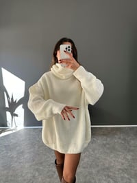 Jana Ekru Oversize Balıkçı Yaka Triko KazakGausKAZAKGU003038