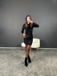 Siyah Simli Drapeli ElbiseGausELBİSEGU002919