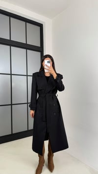 Siyah Astarlı Kuşaklı Süet Trençkot GAUS-00228GAUSTRENÇKOTGAUS-00228