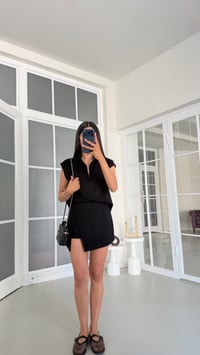 Siyah Fermuarlı Bluz Şort Etek İkili Modal Kumaş Takım GAUS-01820GAUSSuitsGAUS-01820