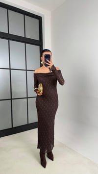 Acı Kahve Madonna Yaka Dantelli Astarlı Elbise GAUS-00664GAUSDressesGAUS-00664