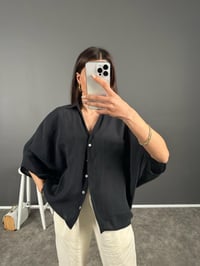 Siyah Premium Yarasa Kol Gömlek GausGÖMLEKGU008077