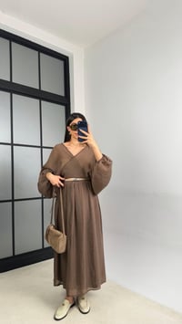 Kahve Transparan Üst Beli Lastikli Astarlı Etek Takım GAUS-01111GAUSTAKIMGAUS-01111