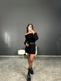 Rodeo Siyah Madonna Yaka Yumoş ElbiseGausELBİSEGU004089