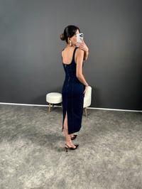 Monia Mavi Jean Yırtmaçlı Kalem Elbise GausELBİSEGU004546