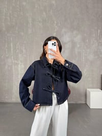 Luz Lacivert Önden Bağlamalı Denim CeketGausCEKETGU100960
