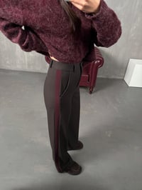 Rodni Kahve Bordo Şeritli Yünlü Poliviskon Tasarım PantolonGausPANTOLONGU00904405