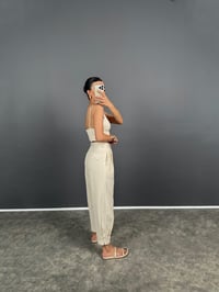 Disy Krem Gabardin Dokuma Paça Detaylı PantolonGausPANTOLONGU008565