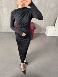Lusi Siyah Drapeli Tasarım ElbiseGausELBİSEGU00904113