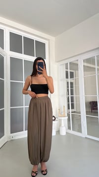 Haki Yumuşak Dokulu Saten Şalvar Pantolon GAUS-01812GAUSPANTOLONGAUS-01812