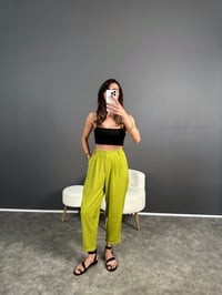 Wuud Yeşil İthal Kumaş Şalvar PantolonGausPANTOLONGU007080