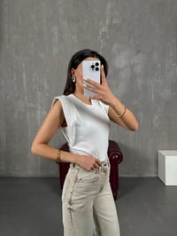 Beyaz Kolu Taşlı Basic Tshirt Gaus00111GausTSHIRTGU1001244