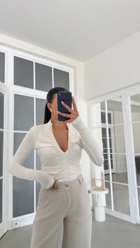 Ekru Drapeli Fermuarlı Bluz GAUS-02160GAUSBlouseGAUS-02160