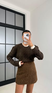 Acı Kahve Yakası Melanj Örgü Kazak GAUS-00460GAUSKAZAKGAUS-00460