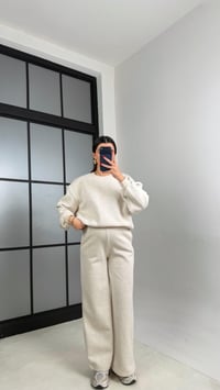 Bej Şardonlu Sweatshirt Eşofman Takım Gaus-01028GAUSTAKIMgaus-01028