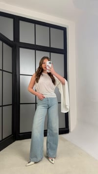 Ekru Tek Omuz Pelerin Bluz GAUS-01276GAUSالبلوزات GAUS-01276