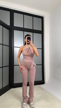 Pudra Pembe OYS Model Fiyonk Detaylı Crop Tayt Takım GAUS-01407GAUSTAKIMGAUS-01407