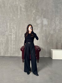 Piqu Siyah ZR Muadil Kemerli PantolonGausPANTOLONGU00903897