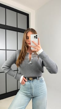 Gri Çift Yakalı Triko Kazak GAUS-01124GAUSKAZAKGAUS-01124