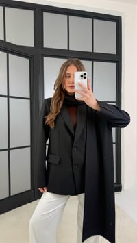 Siyah Çizgili Şal Detaylı Blazer Ceket GAUS-01167GAUSCEKETGAUS-01167