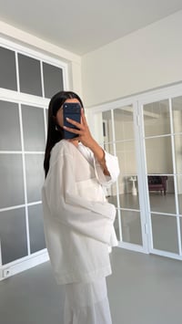 Beyaz Kimono Beli Lastikli Pantolon İkili Keten Takım GAUS-01491GAUSTAKIMGAUS-01491