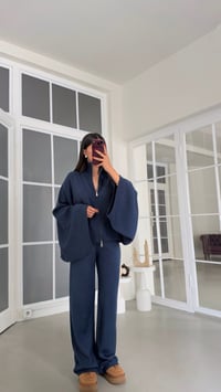 Lacivert Yarasa Kol Hırka Beli Lastikli Pantolon İkili Triko Takım GAUS-02238GAUSTAKIMGAUS-02238