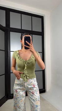 Yeşil Fırfırlı Bluz GAUS-01462GAUSBlouseGAUS-01462