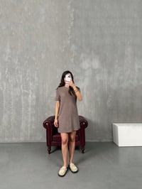 Nocas Kahve Selanik Kumaş Yumuşak Bisiklet Yaka ElbiseGausELBİSEGU100449