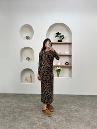 Keny Leopar Bisiklet Yaka Örme ElbiseGausELBİSEGU00903628