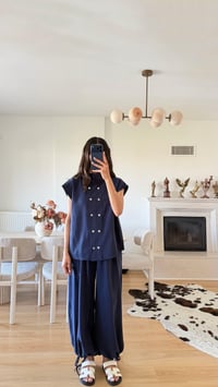 Lacivert Yelek Beli Lastikli Şalvar Pantolon İkili Modal Takım GAUS-01652GAUSSuitsGAUS-01652