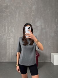 Marji Antrasit Vatkalı Bisiklet Yaka Basic TshirtGausTSHIRTGU100302