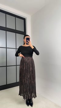 Kahve Desenli Beli Lastikli Astarlı Şifon Etek GAUS-00923GAUSETEKGAUS-00923