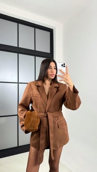 Camel Kuşaklı Vatkalı Astarlı Tasarım Süet Ceket GAUS-00568GAUSCEKETGAUS-00568