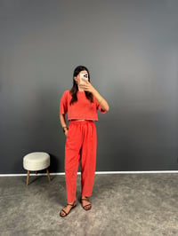 Ava Nar Çiçeği Yıkama Tshirt Pantolon İkili TakımGausTAKIMGU008487