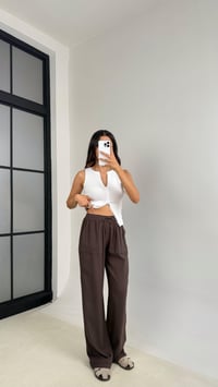 Acı Kahve Beli Lastikli Cep Detaylı Gabardin Pantolon GAUS-0082GAUSPANTOLONGAUS-0082